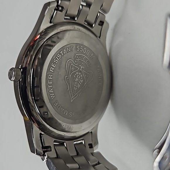 Authentic Gucci Watch 5500M Dial Quartz Silver  Gray Link Date Watch - Picture 6 of 14
